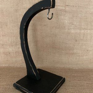 Rustic Primitive Farmhouse Black Wood Banana Stand Holder
